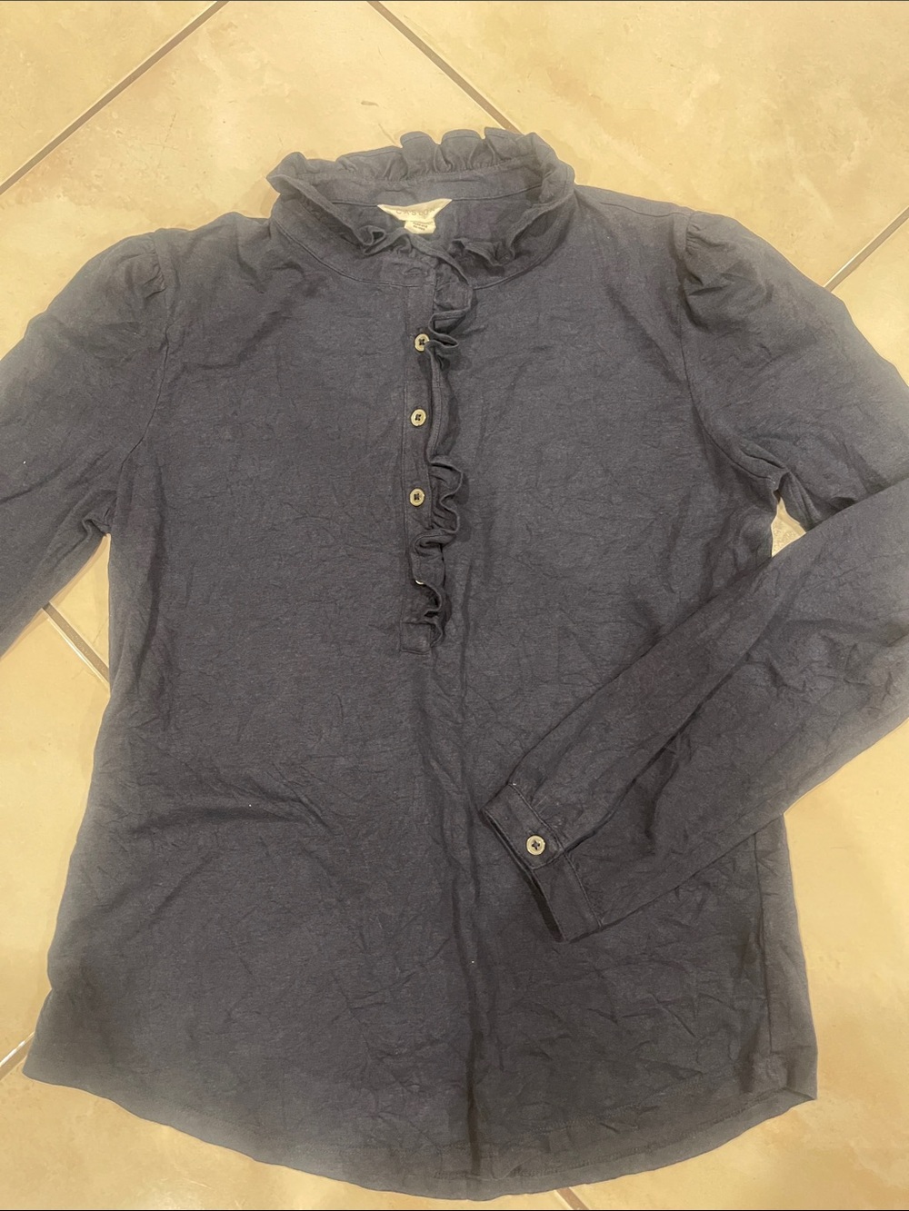 Caslon Navy Ruffle-Trim Blouse